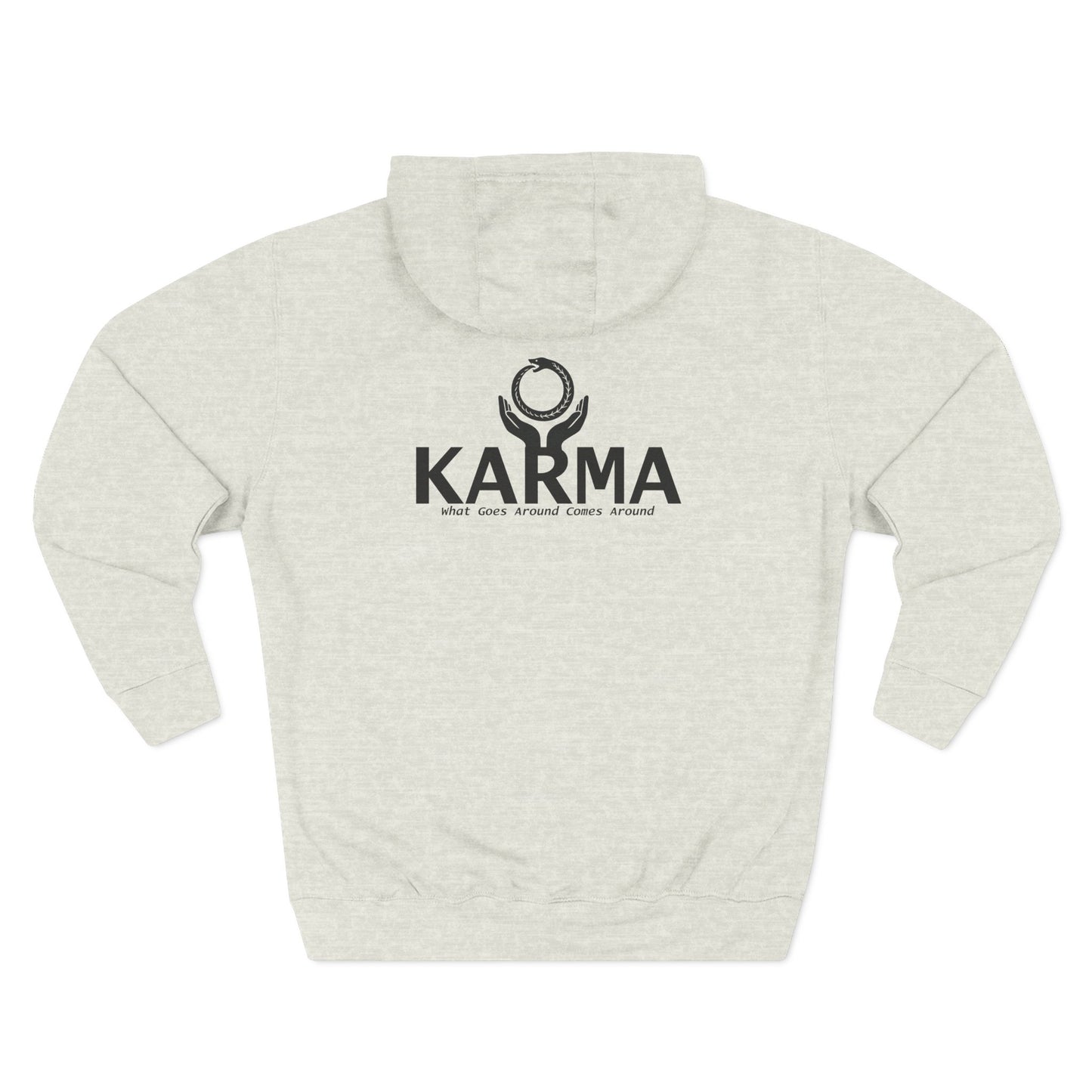 Karma Hoodie — “What Goes Around Comes Around” Minimalist Spiritual Quote Hoodie (Lane Seven Premium Fleece)
