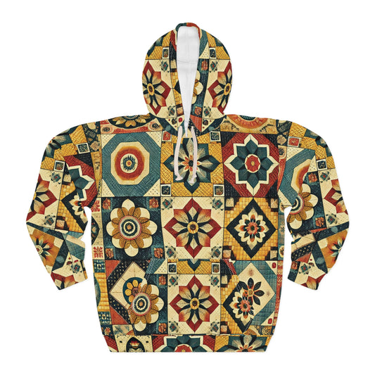 Vintage Bohemian Floral Unisex Pullover Hoodie - Cozy Vintage Inspired Sweatshirt