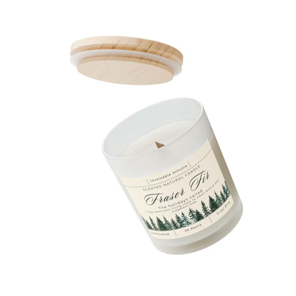 11oz Frosted Glass Natural Soy Wax Candle with Wooden Wick – Available in 9 Scents