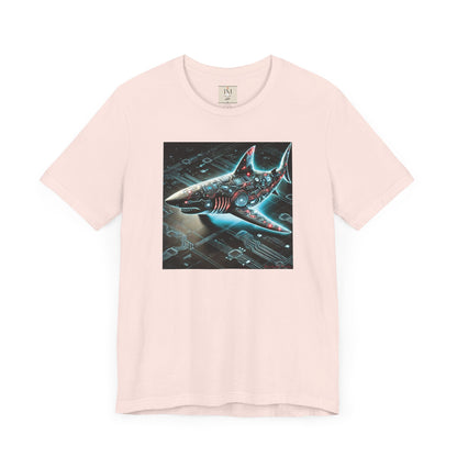 Cyber Shark Unisex Jersey Tee - Futuristic Ocean Design Tech T-Shirt