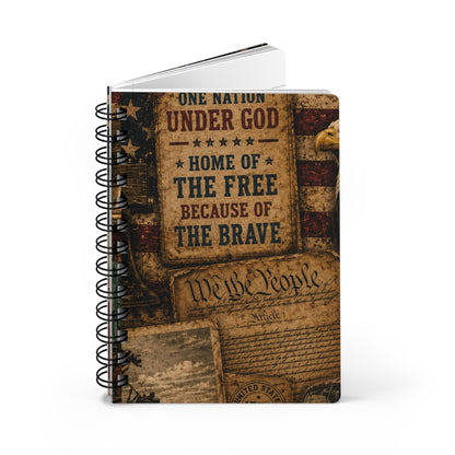 Patriotic Spiral Notebook — "Land of the Free Because of the Brave" Vintage USA Journal