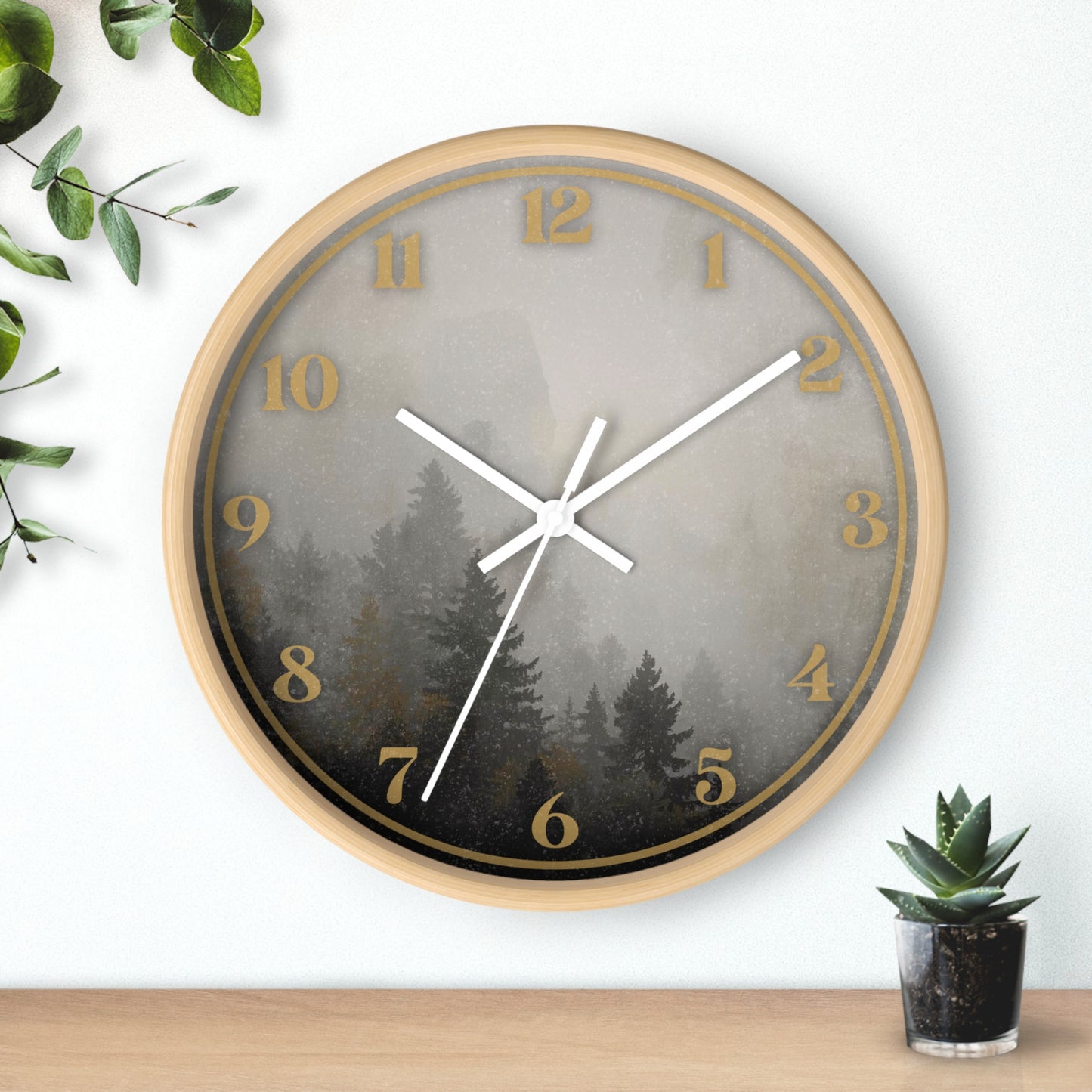 Fog & Pines Minimalist Forest 10" Wall Clock
