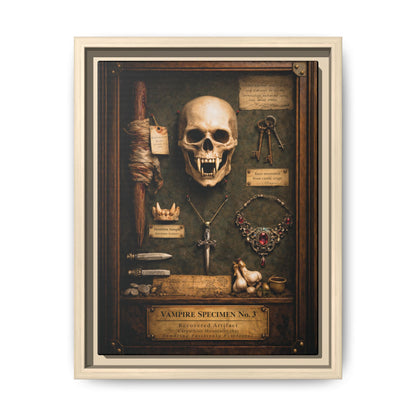 Framed Canvas Art – Vampire Specimen No. 3 | Gothic Vampire Wall Decor | Dark Academia Curiosity Cabinet Art