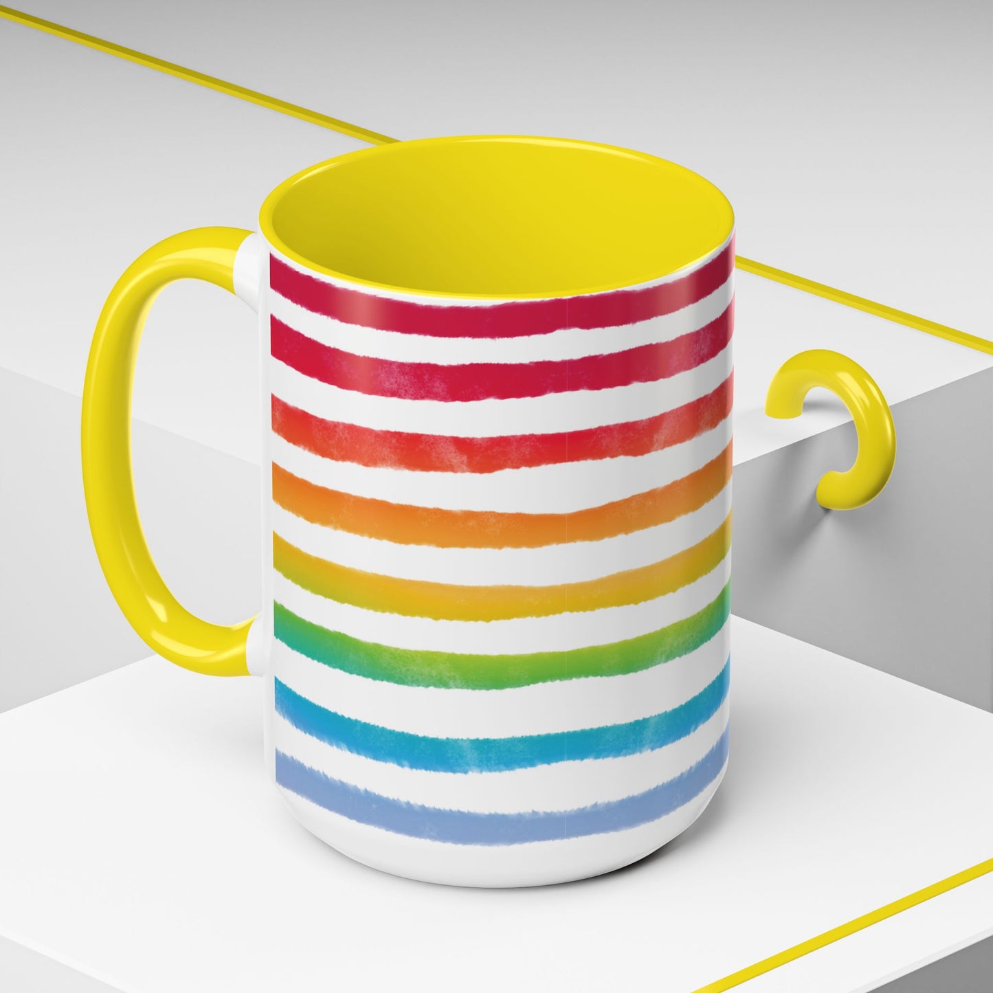 🌈 Bold Rainbow Stripes Pride Mug | 11oz/15oz | Purple Accent