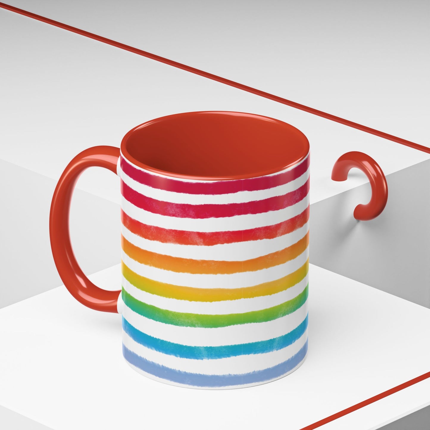 🌈 Bold Rainbow Stripes Pride Mug | 11oz/15oz | Purple Accent