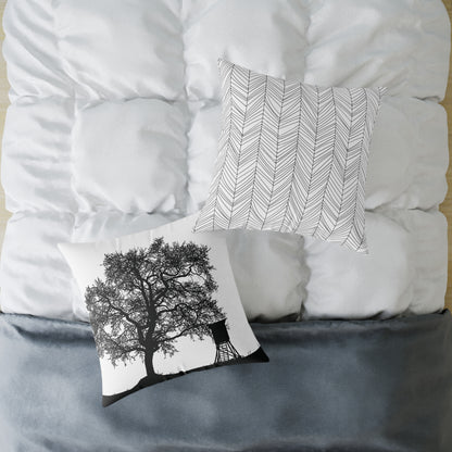 Lone Tree & Water Tower Silhouette Throw Pillow – Dark Countrycore Accent for Moody Spaces Home Decor Throw Pillows