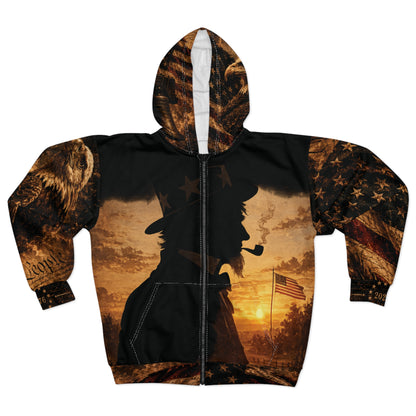 250th Anniversary 1776-2026 Patriotic Silhouette Zip Up Hoodie