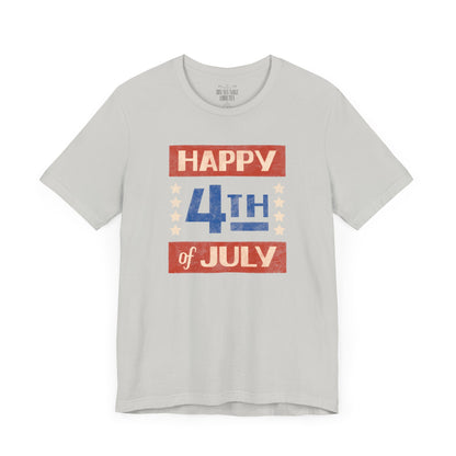 Happy 4th / Land of the Free Tee – Dual-Sided Print – Unisex Bella + Canvas Jersey T-Shirt