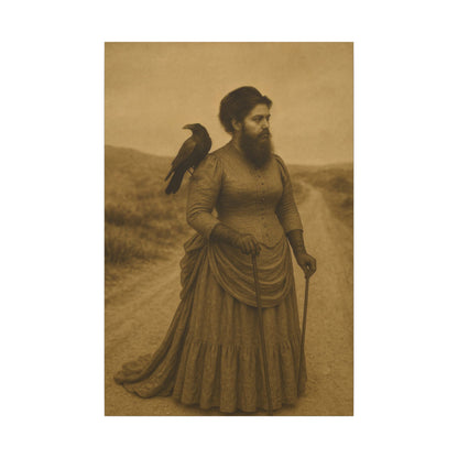 Bearded Lady with Crow – Matte Canvas Print (Gallery-Wrapped) 0.75"