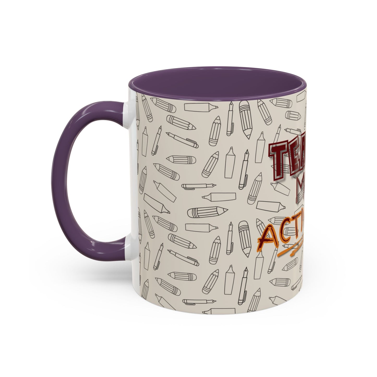 Funny Teacher Coffee Mug – Back to School Gift – “Teacher Mode Activated” – Color Accent 11oz 15oz – Classroom Decor – Durable Ceramic – Education Life