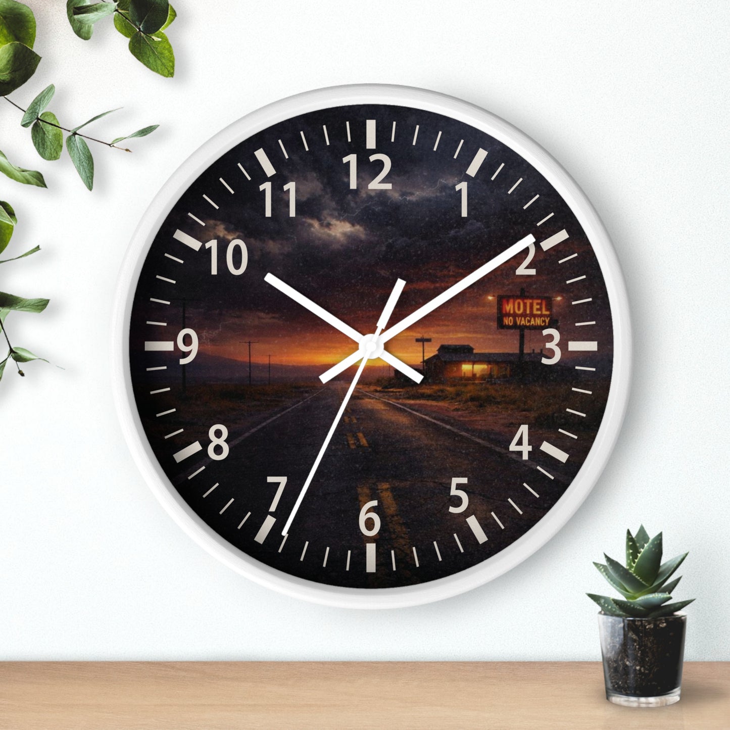 Still Here - Desert Motel No Vacancy Road Premium Wall Clock