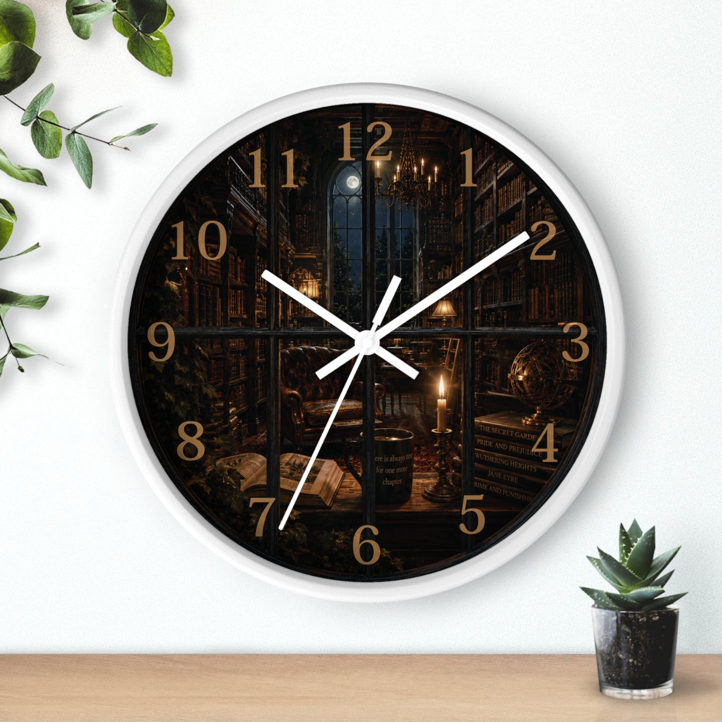 Dark Academia Library Wall Clock