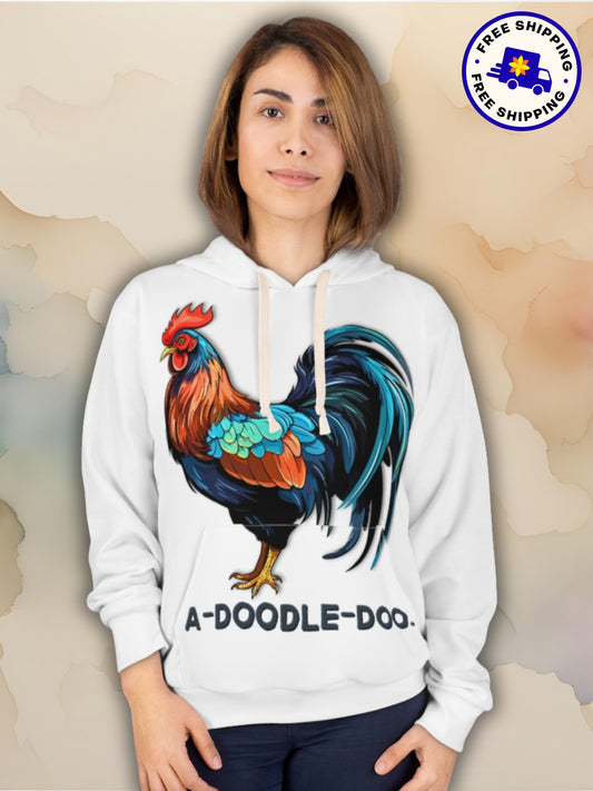 A-Doodle-Doo Rooster Hoodie — Bold Farmhouse Humor, Vibrant Graphic (Unisex Pullover)