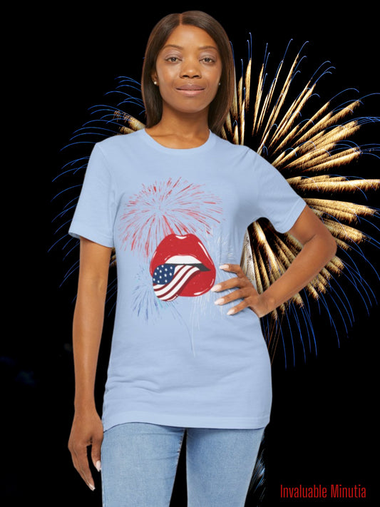American Flag Lips Tee – Unisex Bella + Canvas Jersey Tee