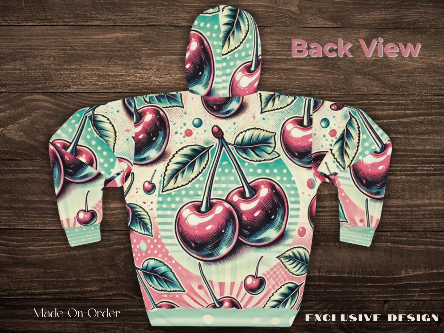 Vintage Cherry Pop All Over Print Unisex Pullover Hoodie - Retro Style for Cozy Days