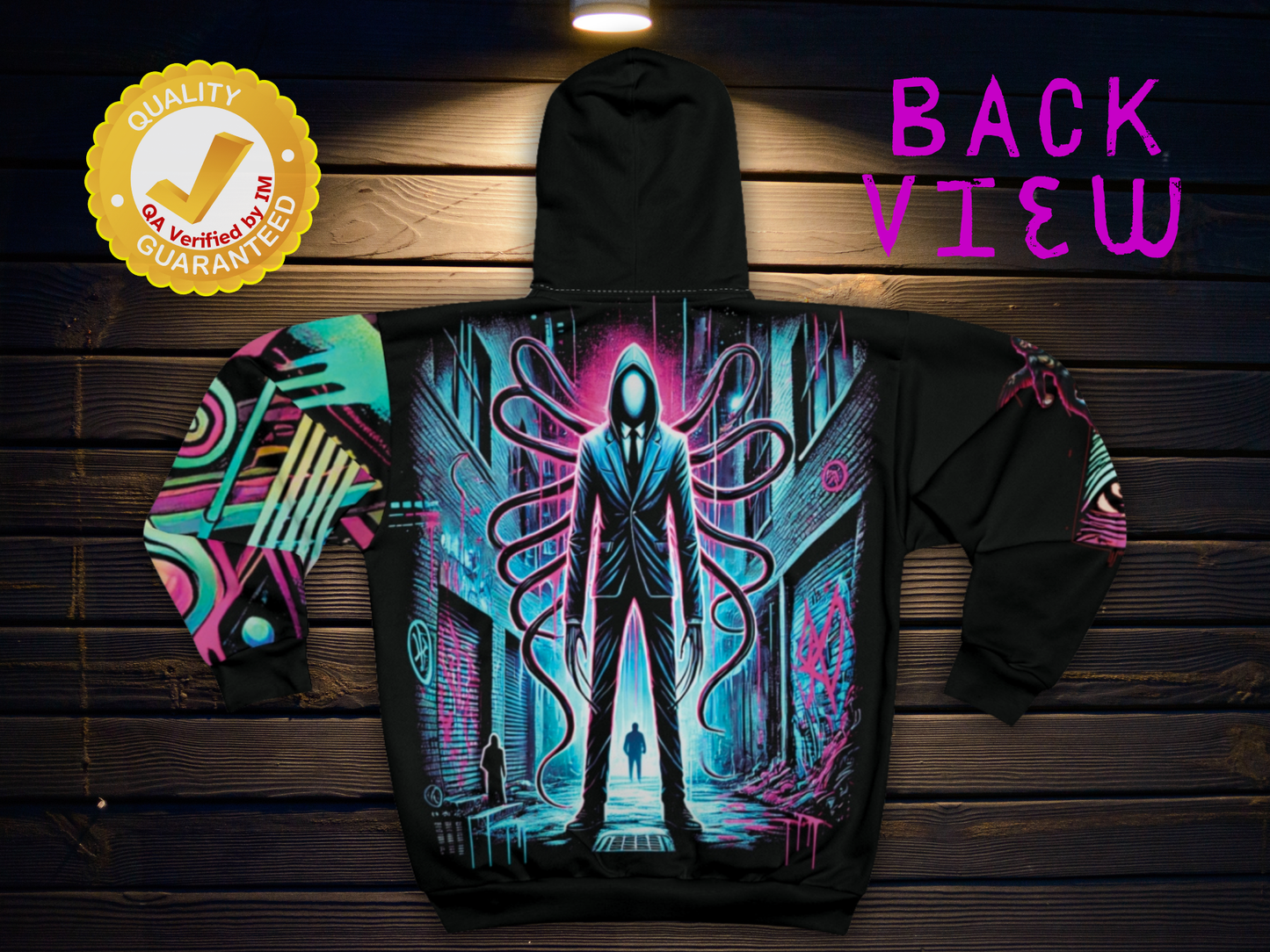 Cryptid Conspiracy Graffiti Art - Premium Unisex Zip Up All Over Print Hoodie Black