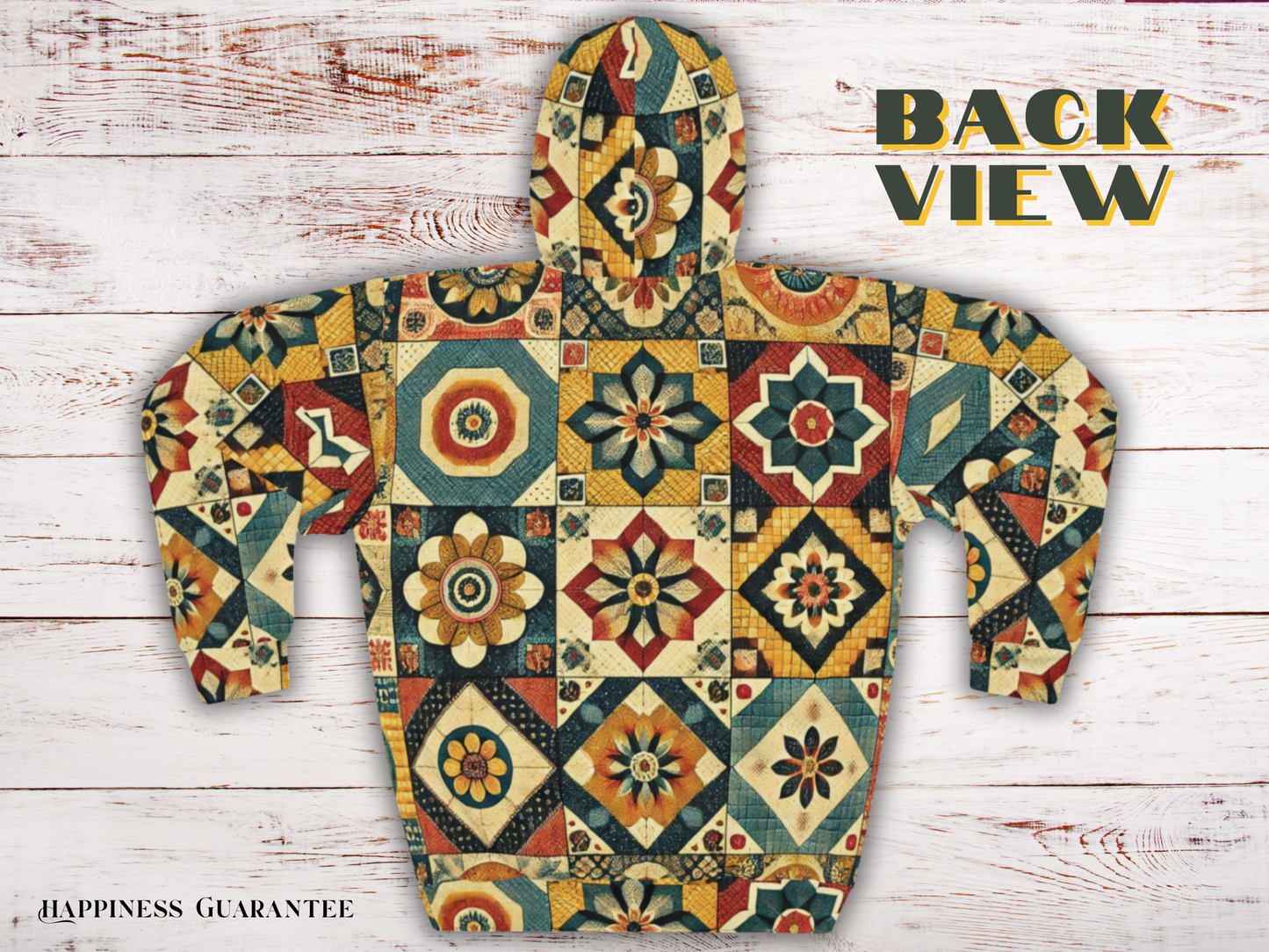 Vintage Bohemian Inspired Floral Patchwork Design Unisex Pullover Hoodie