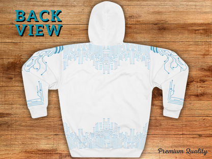 Unisex Tech Circuit-Core Pullover Hoodie - Futuristic Design for Comfort & Style