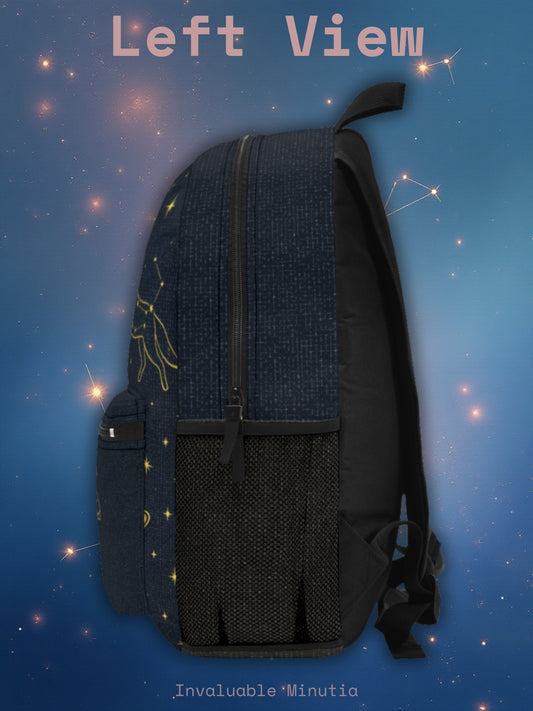 Gold Celestial Constellations Backpack – Bag with Moon & Saturn Design