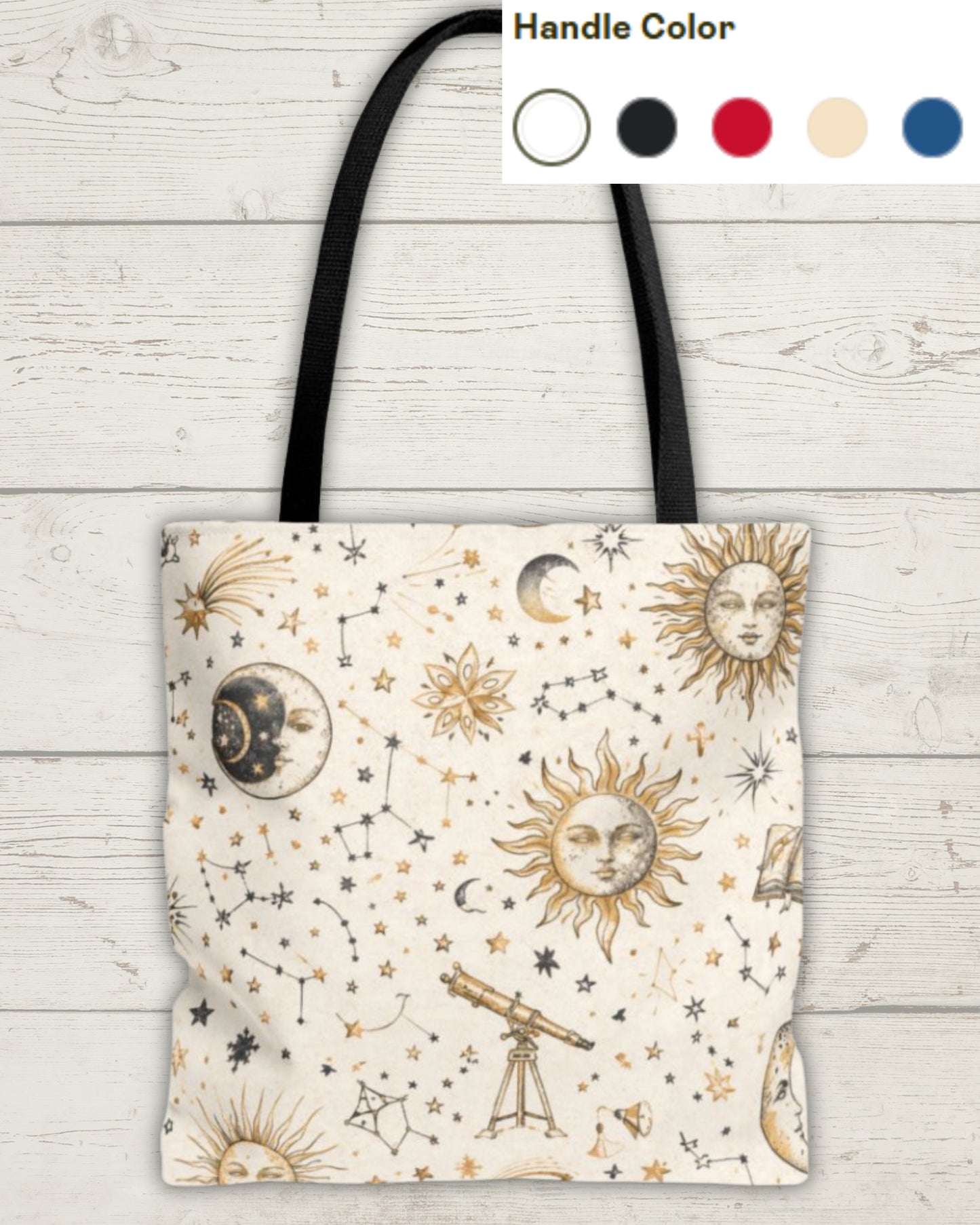 Celestial Sun & Moon Canvas Tote Bag