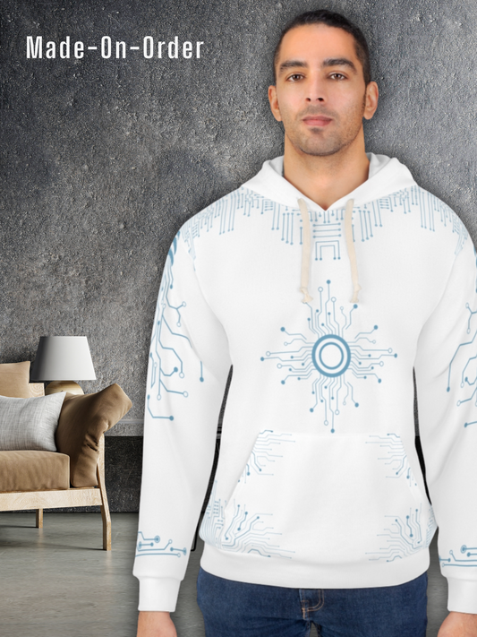 Unisex Tech Circuit-Core Pullover Hoodie - Futuristic Design for Comfort & Style