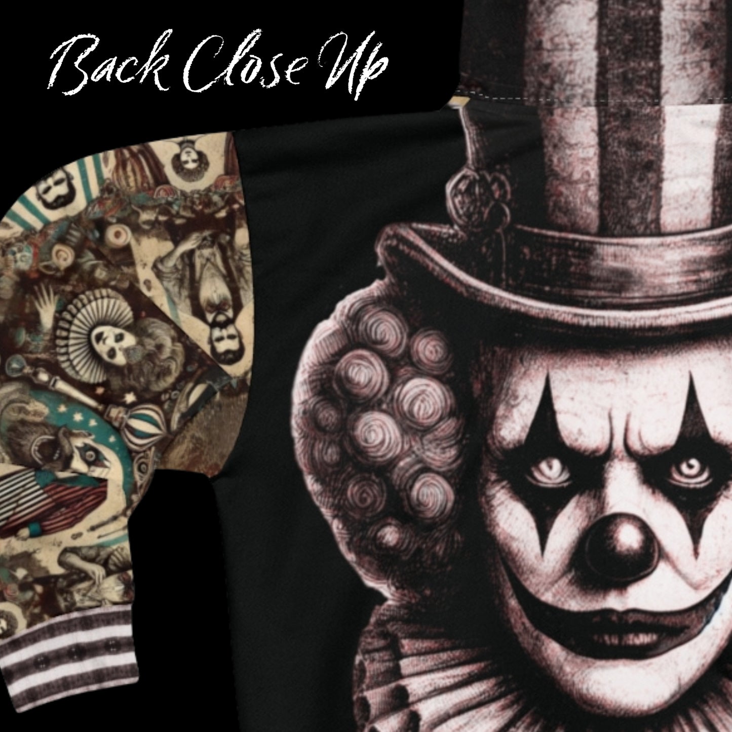 Unisex Heltryckt Huvtröja med Dragkedja - Gotisk Vintage Estetisk Cirkus + CreepyClown Design