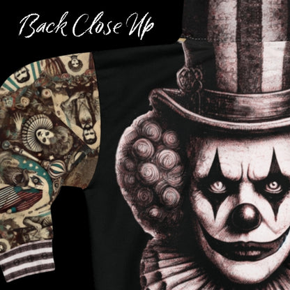 Unisex Heltryckt Huvtröja med Dragkedja - Gotisk Vintage Estetisk Cirkus + CreepyClown Design