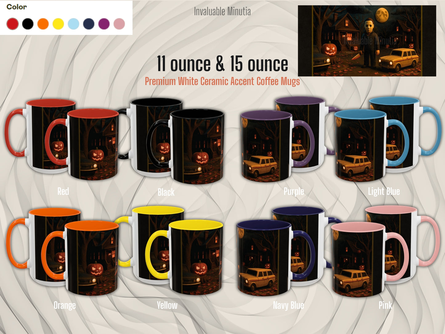 Clay-Style Slasher Halloween Night Mug | Accent Coffee Mug (11oz/15oz)