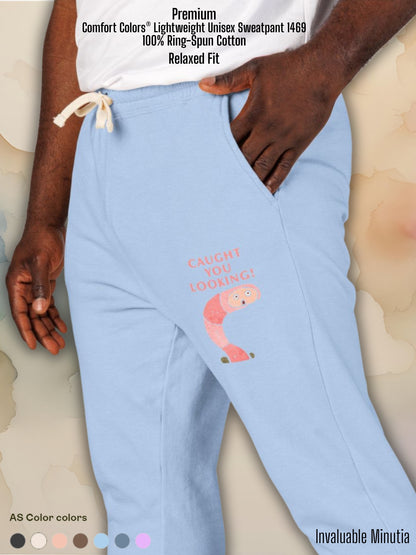 Caught You Looking! Funny Worm — Unisex Garment-Dyed Fleece Sweatpants (Comfort Colors® 1469) | Invaluable Minutia