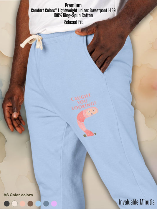 Caught You Looking! Funny Worm — Unisex Garment-Dyed Fleece Sweatpants (Comfort Colors® 1469) | Invaluable Minutia