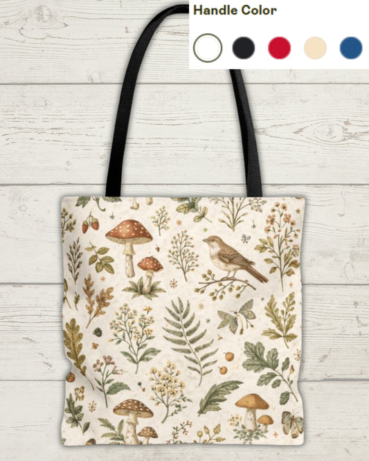 Cottagecore Botanical Canvas Tote Bag