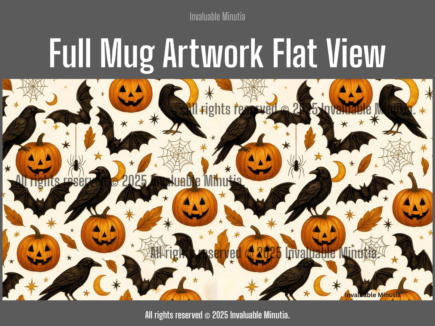 Halloween Raven & Pumpkin Color Accent Coffee Mug – (11oz & 15oz) – Spooky Autumn Drinkware