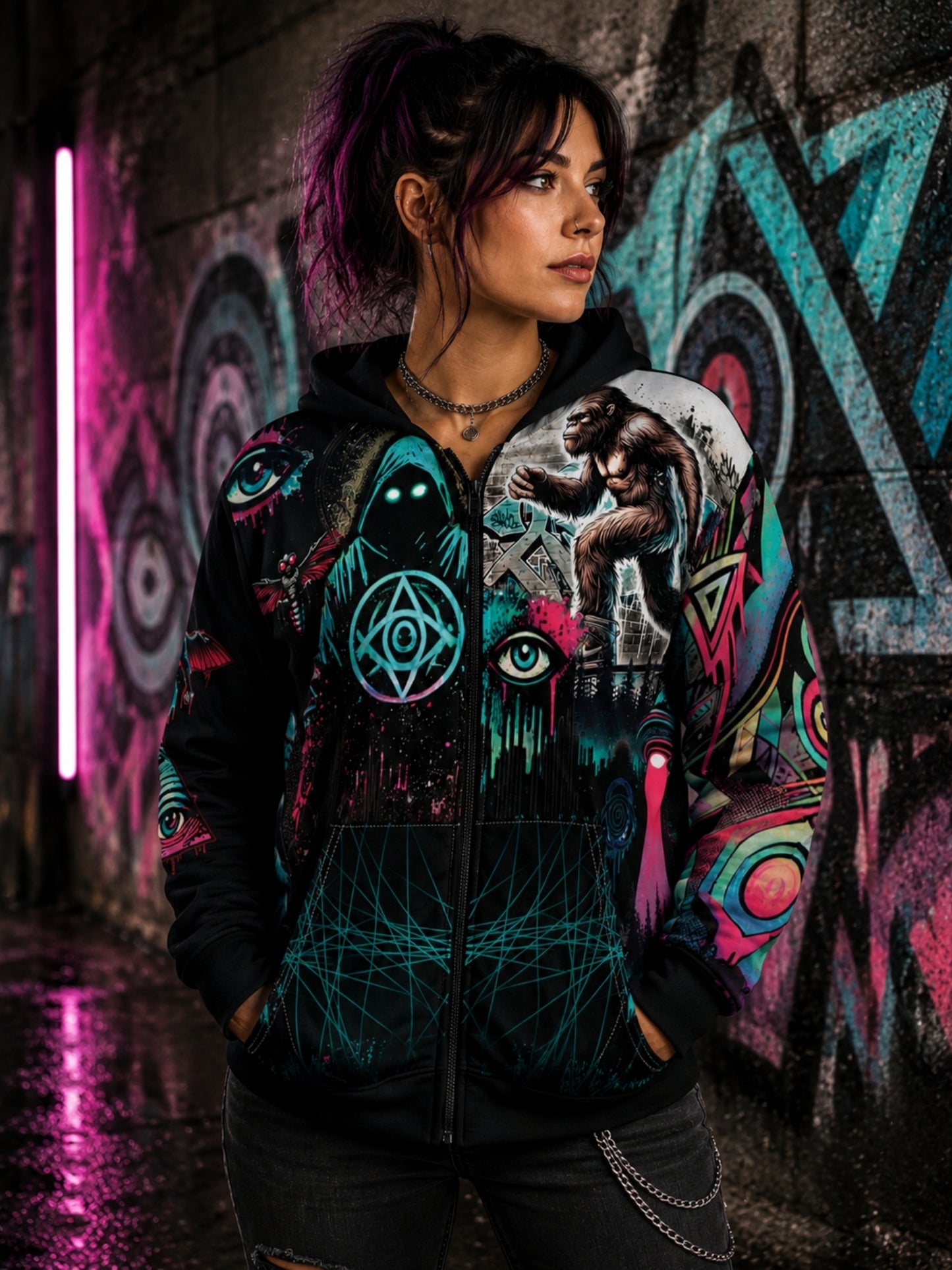 Cryptid Conspiracy Graffiti Zip Hoodie