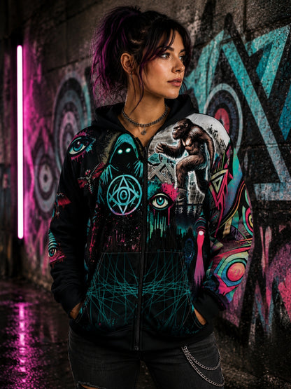 Cryptid Conspiracy Graffiti Zip Hoodie