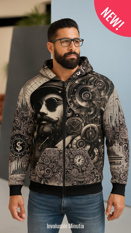 Cyber-Victorian Inventor — Steampunk AOP Zip-Up Hoodie