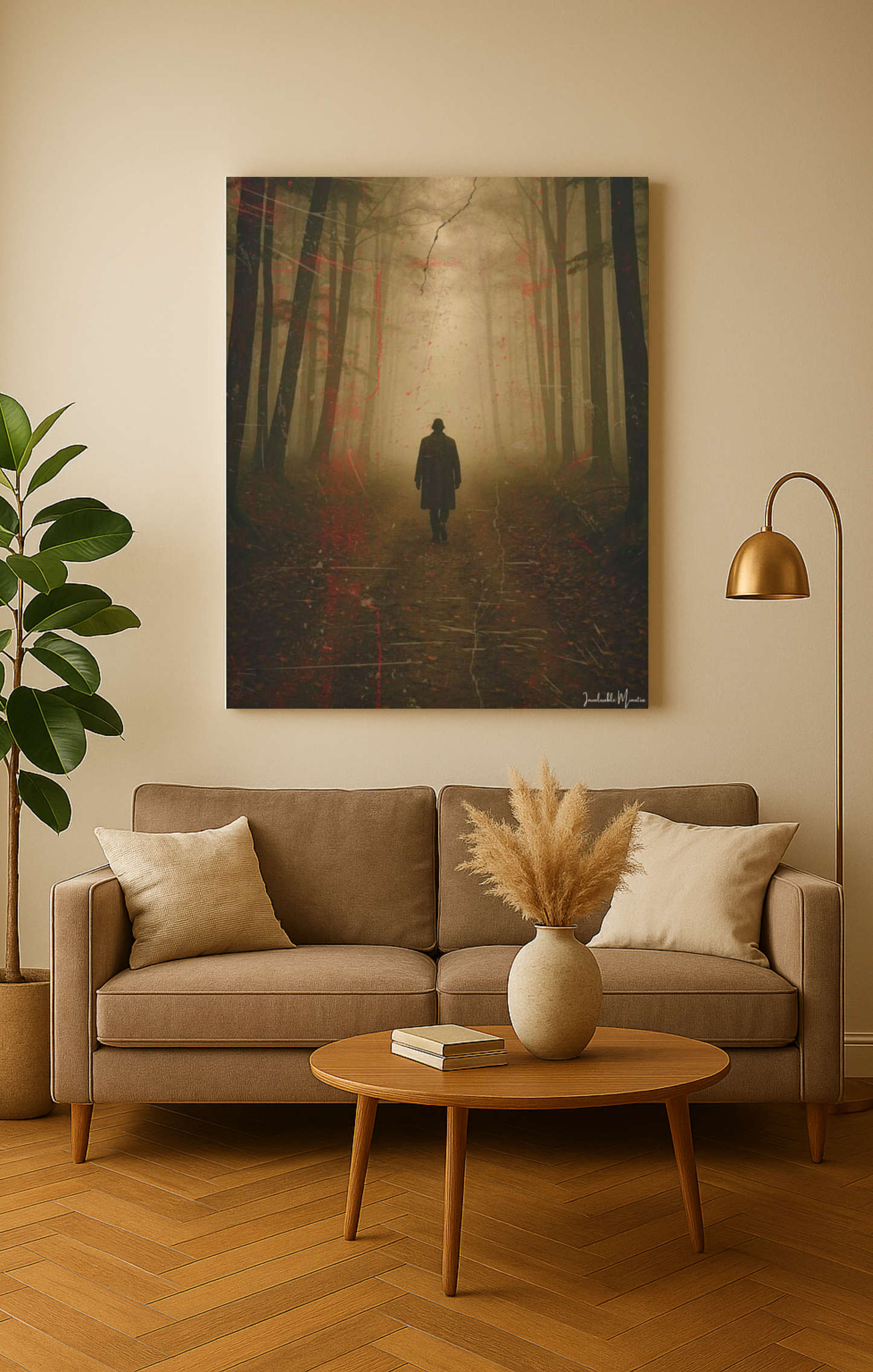 Vertical Foggy Forest Canvas Print – 'The Wanderer' | Moody Wall Art, Atmospheric Decor, Gothic Forestcore Vibes