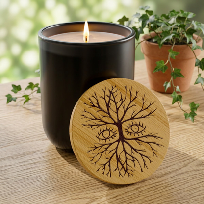Engraved Tree of Life Soy Candle — 14oz Scented Candle with Bamboo Lid
