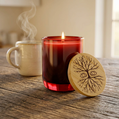 Engraved Tree of Life Soy Candle — 14oz Scented Candle with Bamboo Lid