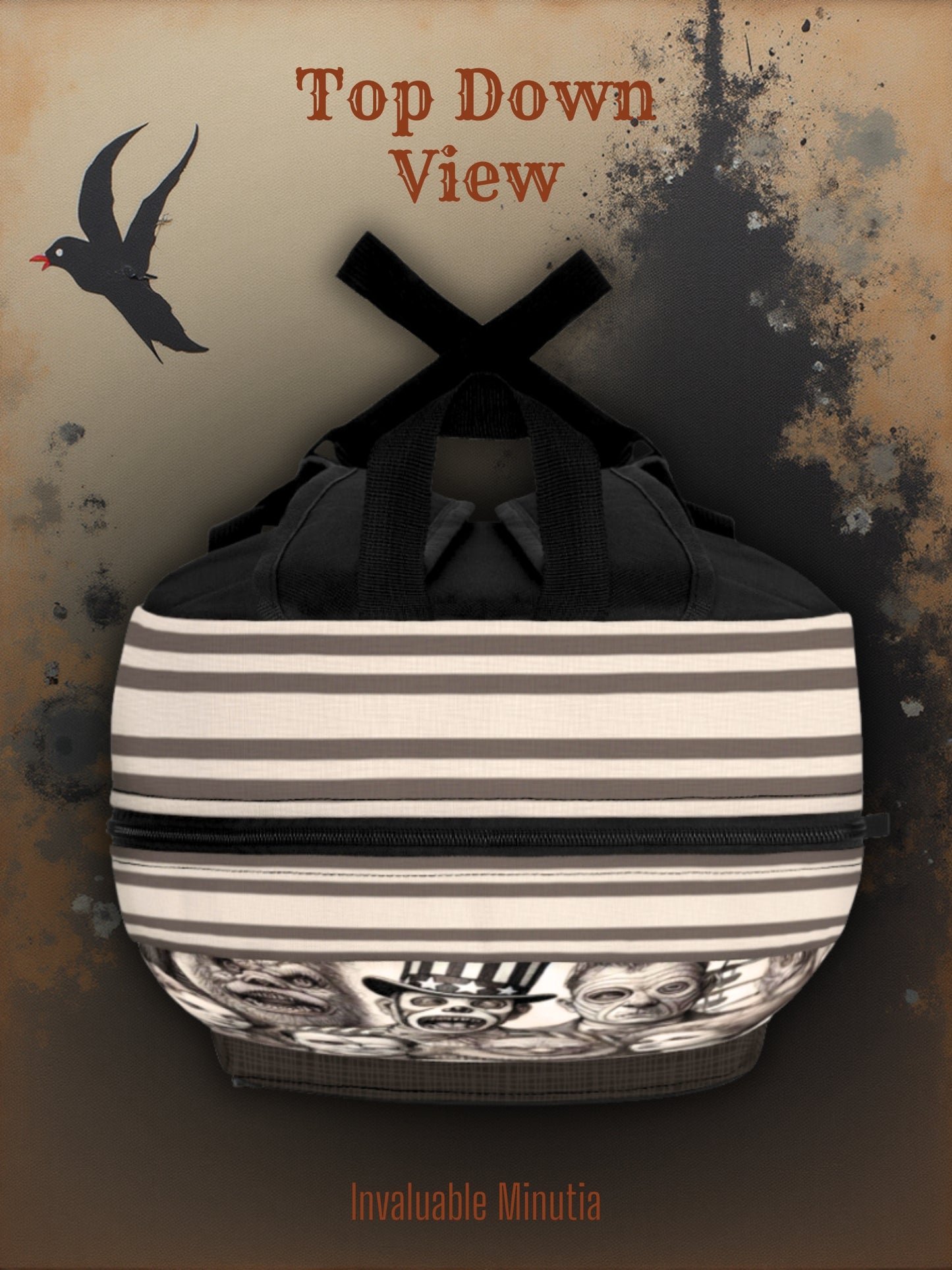 Freakshow Oddities Ryggsäck – Gotisk Karneval Skräck Poly Canvas Väska 🎪🖤