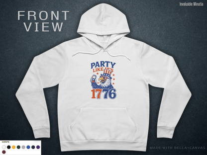Party Like It’s 1776 – Cute Patriotic Hoodie, Drunk Eagle, Bella+Canvas 3719 Unisex Pullover Hoodie
