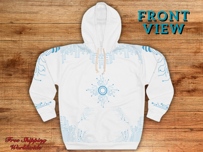 Unisex Tech Circuit-Core Pullover Hoodie - Futuristic Design for Comfort & Style