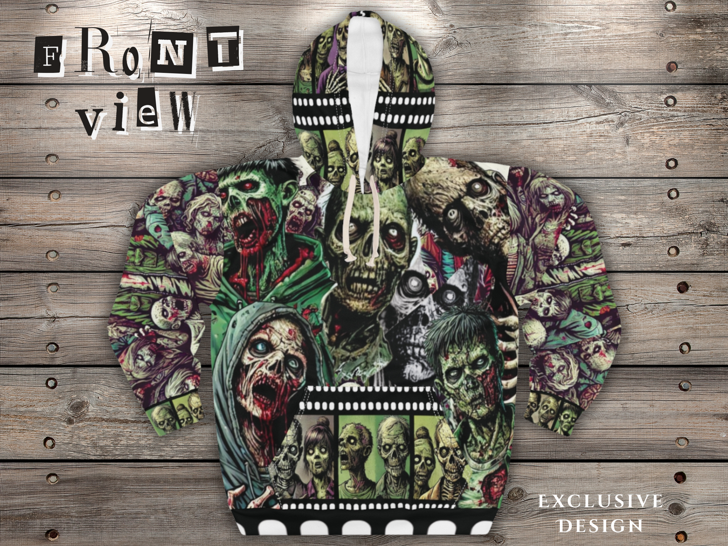 Zombie Apocalypse Unisex All Over Print Horror Hoodie - Halloween Hoodie