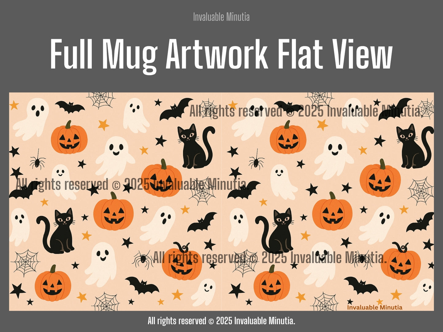 Halloween Color Accent Mug – Ghosts, Pumpkins & Black Cats, Fall Coffee Cup (11oz & 15oz) – Boutique Spooky Season Drinkware