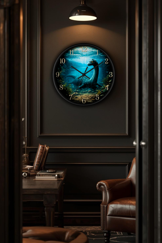 Loch Ness Monster Wall Clock – Nautical Mythical Sea Serpent 10" Decor