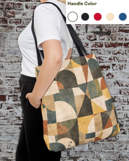 Mid-Century Geometric Canvas Tote Bag