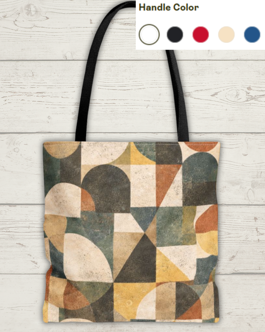 Mid-Century Geometric Canvas Tote Bag