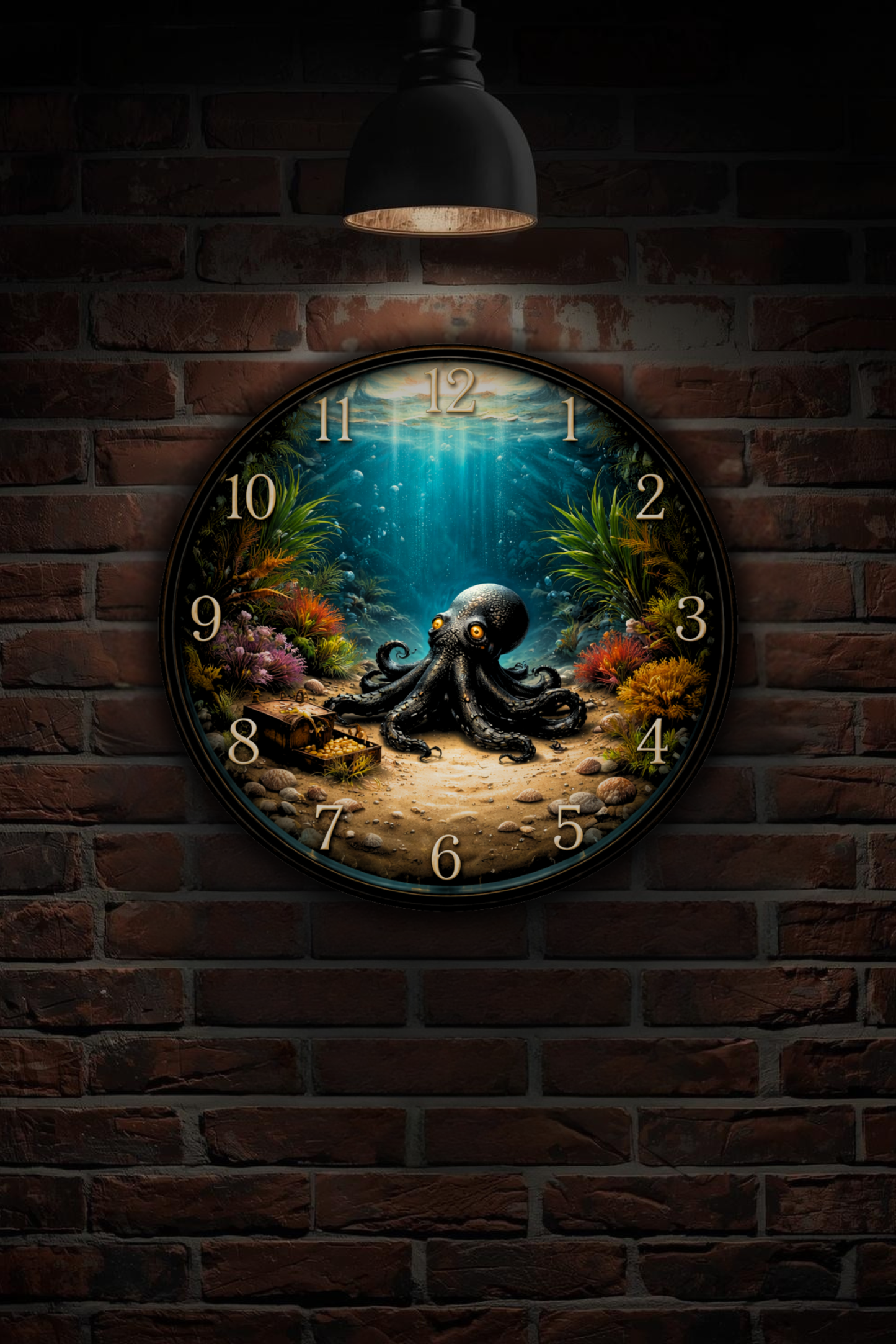 Octopus Ocean Wall Clock – Deep Sea Nautical 10" Decor