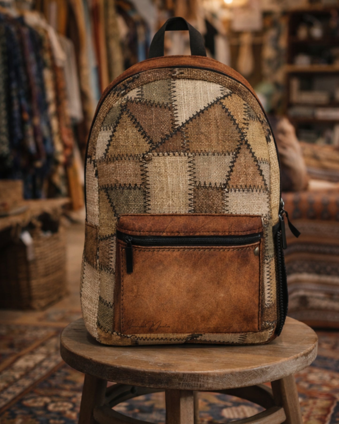 Patchwork Stitch Canvas AOP Backpack