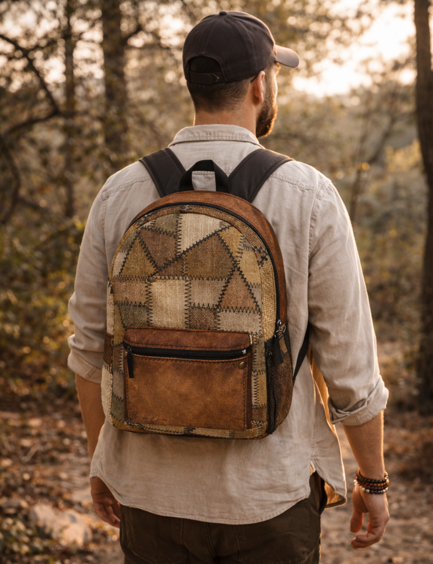 Patchwork Stitch Canvas AOP Backpack