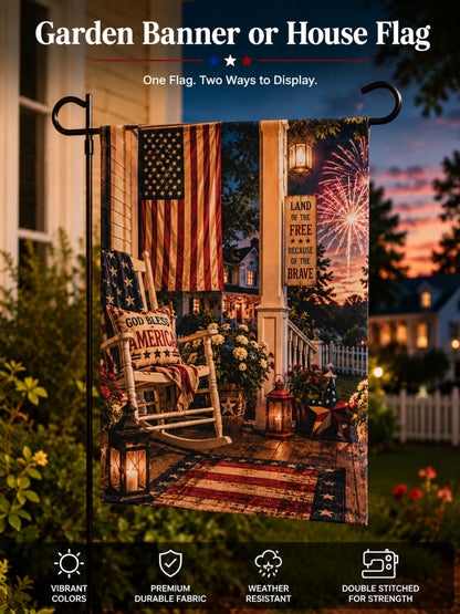 Patriotic Porch Garden Banner or Flag Land of the Free Because of the Brave